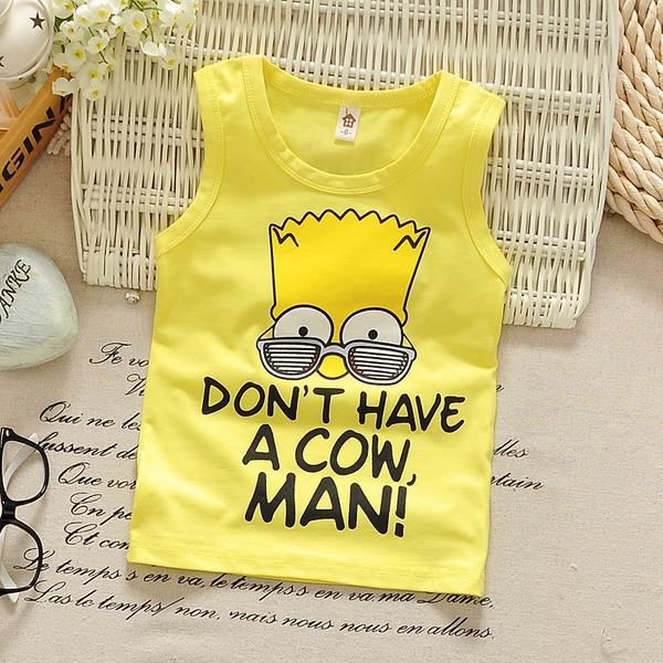 Детски памучни анимирани потници подходящи за момчета - за лятото - жълти, зелени, Барт Симпсън 