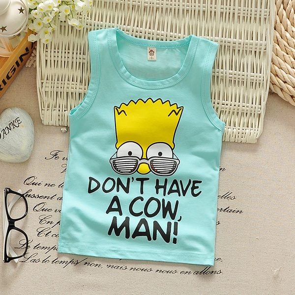 Детски памучни анимирани потници подходящи за момчета - за лятото - жълти, зелени, Барт Симпсън 