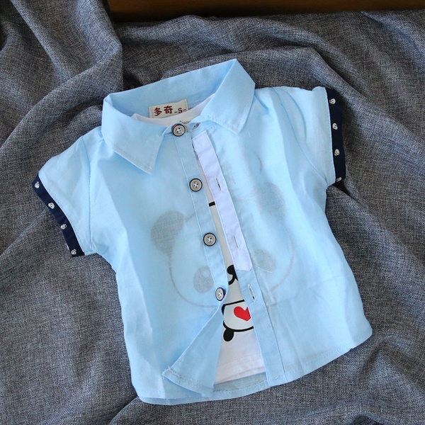 Παιδικά πουκάμισα για αγόρια - βαμβάκι, μονόχρωμο, με λωρίδες, πολύχρωμα και ζωντανά μοντέλα μικρού μήκους