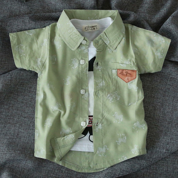 Παιδικά πουκάμισα για αγόρια - βαμβάκι, μονόχρωμο, με λωρίδες, πολύχρωμα και ζωντανά μοντέλα μικρού μήκους