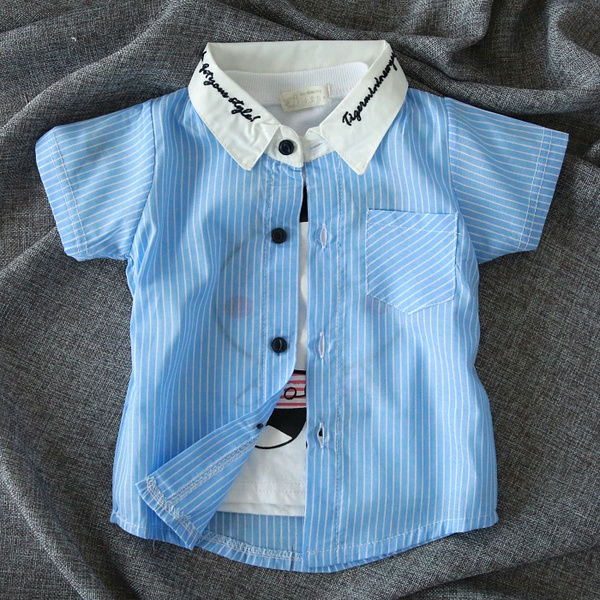 Παιδικά πουκάμισα για αγόρια - βαμβάκι, μονόχρωμο, με λωρίδες, πολύχρωμα και ζωντανά μοντέλα μικρού μήκους