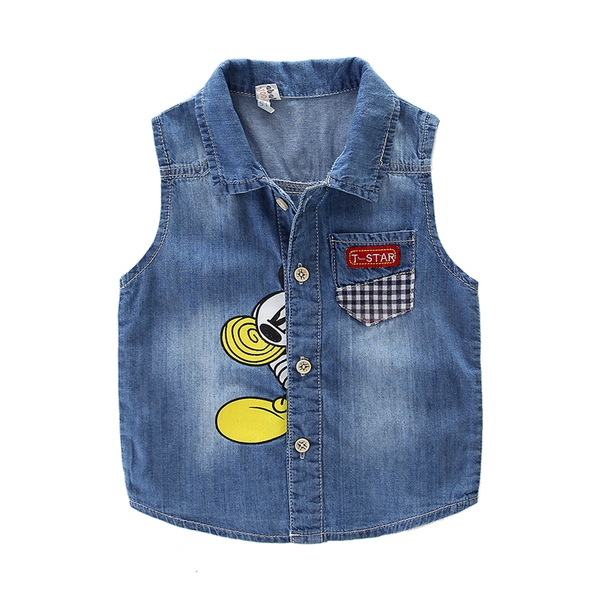 Παιδική καλοκαιρινή φόρμα τζιν με ζωντανή εκτύπωση και σύντομο σορτς