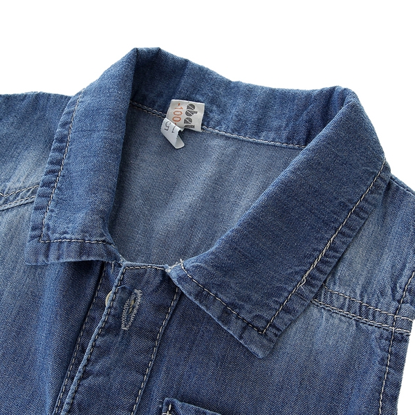 Παιδική καλοκαιρινή φόρμα τζιν με ζωντανή εκτύπωση και σύντομο σορτς