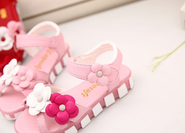 Παιδικά σανδάλια για τα κορίτσια λευκό και ροζ λουλούδια