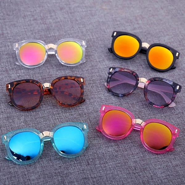 Детски слънчеви очила за момчета и момичета - тигрови рамки, оранжви и сини огледални стъкла