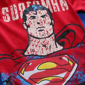 Детски летен комплект Супермен с блуза къс ръкав и къс панталон за момчета