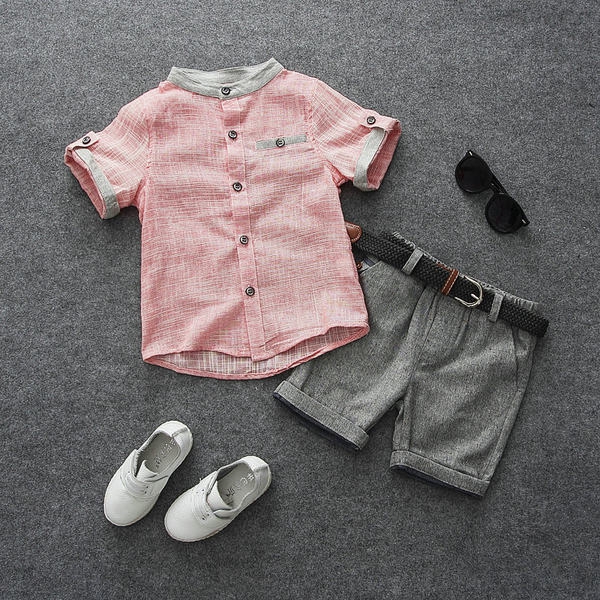 Детски костюм риза с къс ръкав и панталон