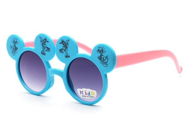 Детски слънчеви очила с ушички Мики Маус - четири цвята на рамки - оранжев, жълт, зелен, син и огледални стъкла