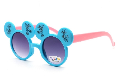 Детски слънчеви очила с ушички Мики Маус - четири цвята на рамки - оранжев, жълт, зелен, син и огледални стъкла