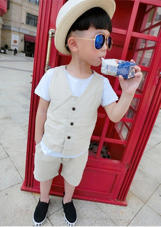 Детски комплект от 3 части за момчета в зелен или кремав цвят