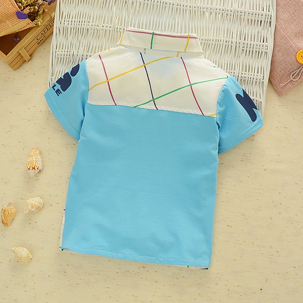 Παιδικό πουκάμισο κοντό μανίκι λευκό και μπλε χρώμα