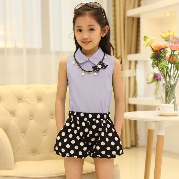 Παιδικό καλοκαιρινό σετ για κορίτσια και παντελόνια 4 χρωμάτων.