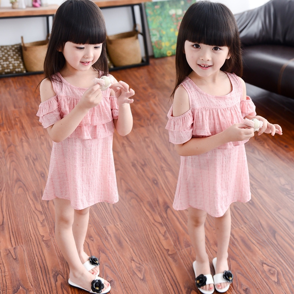 Φορέματα καλοκαίρι των παιδιών για τα κορίτσια - κόκκινο και μαύρο ρίγες