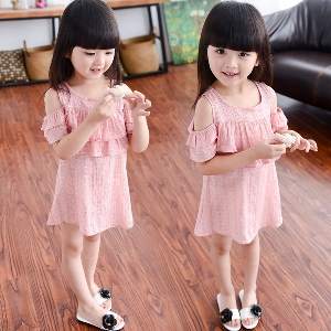 Розова детска рокля за момичета подходяща за лятото - 1 модел