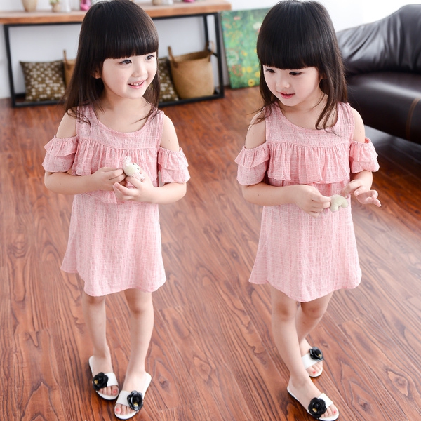 Φορέματα καλοκαίρι των παιδιών για τα κορίτσια - κόκκινο και μαύρο ρίγες