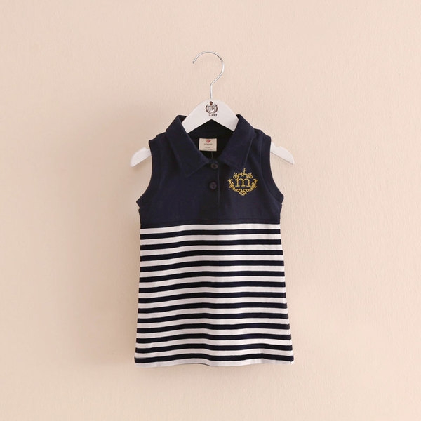 Летни детски рокли за момичета - червен и черен цвят на райета