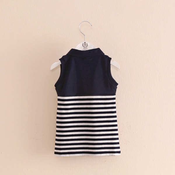 Летни детски рокли за момичета - червен и черен цвят на райета