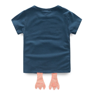 Детска тениска за момчета в син и бял цвят - бухалче