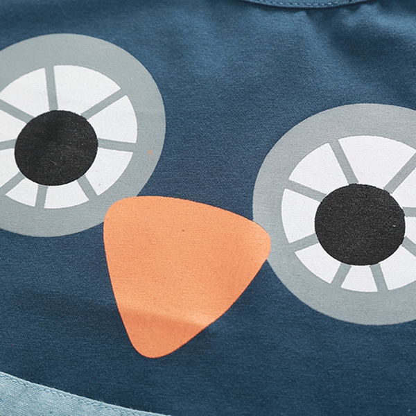 Детска тениска за момчета в син и бял цвят - бухалче