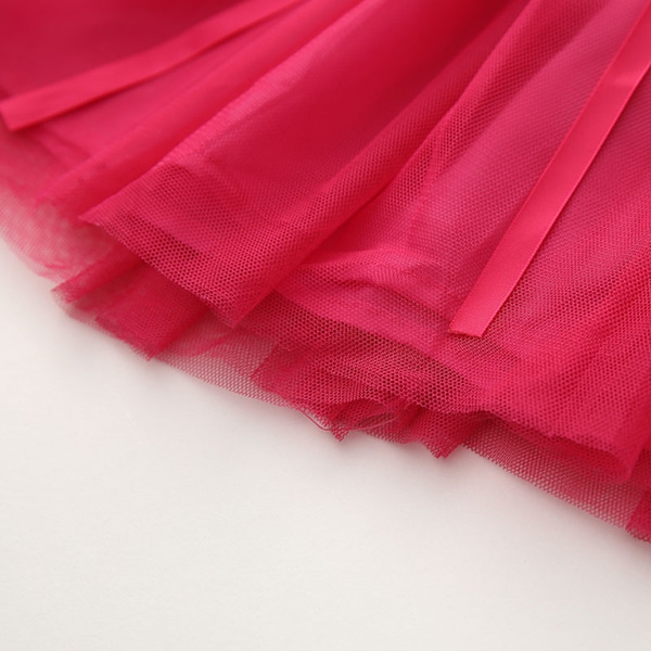 Детска рокля в розов цвят с ягоди и шифонена долна част - 1 модел