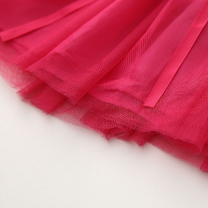 Детска рокля в розов цвят с ягоди и шифонена долна част - 1 модел