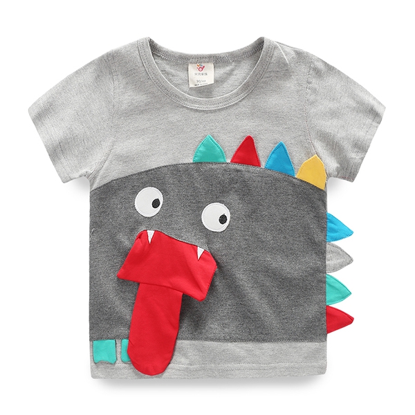 Детска тениска в сив цвят за момчета - динозавър 