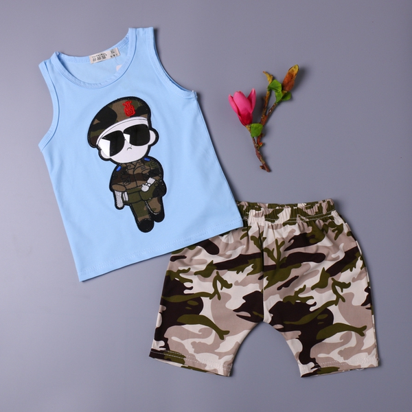 Детски комплекти за момчета потник с камуфлажни панталони -4 цвята.