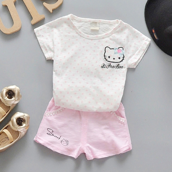 Бебешки комплект памучна тениска и къси панталони 