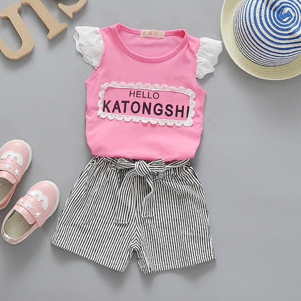 Бебешки комплект памучна тениска и къси панталони 