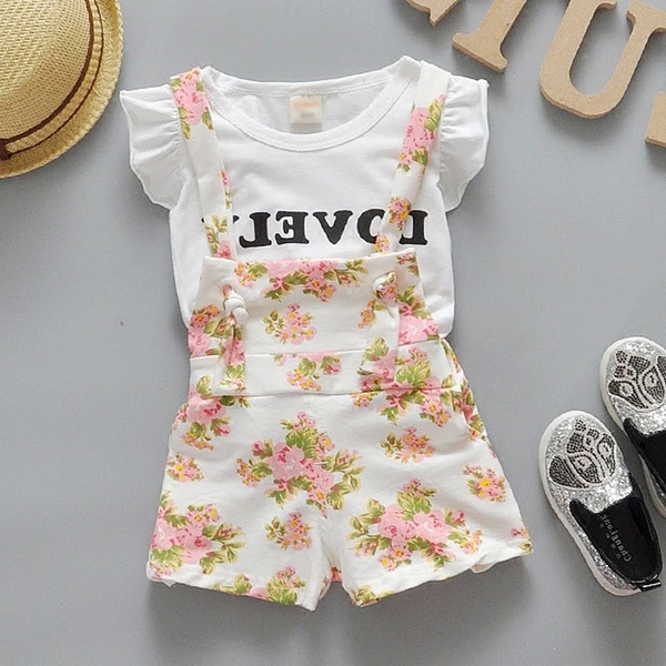 Παιδικό σετ φόρμες με λουλούδια και μπλούζα