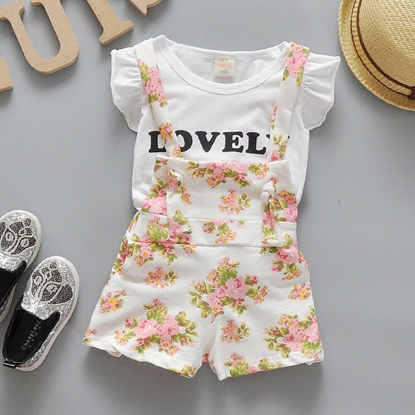 Παιδικό σετ φόρμες με λουλούδια και μπλούζα