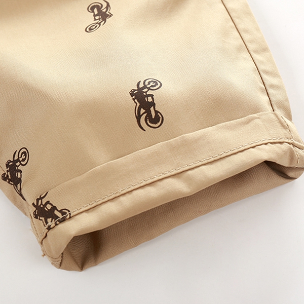 Детски къси панталони за момчета - син и бежов цвят 