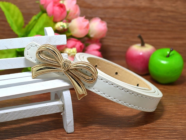 Детски кожени колани с панделка за момичета - сини, жълти, черни ; дължина: 80 см ширина: 1.4 см