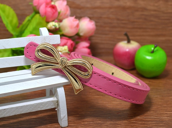 Детски кожени колани с панделка за момичета - сини, жълти, черни ; дължина: 80 см ширина: 1.4 см