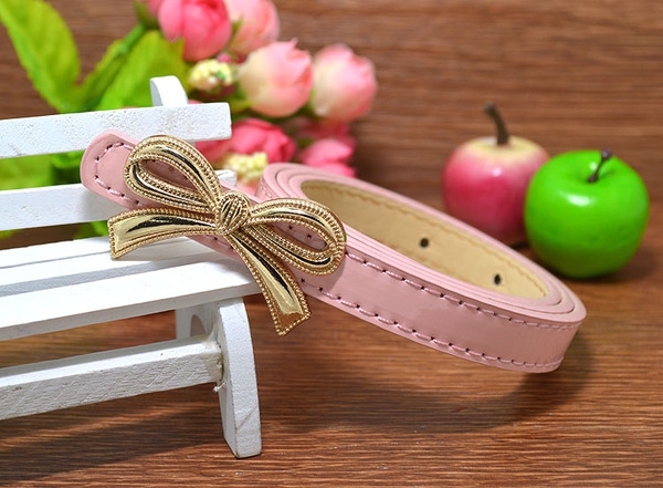 Детски кожени колани с панделка за момичета - сини, жълти, черни ; дължина: 80 см ширина: 1.4 см