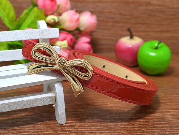 Детски кожени колани с панделка за момичета - сини, жълти, черни ; дължина: 80 см ширина: 1.4 см