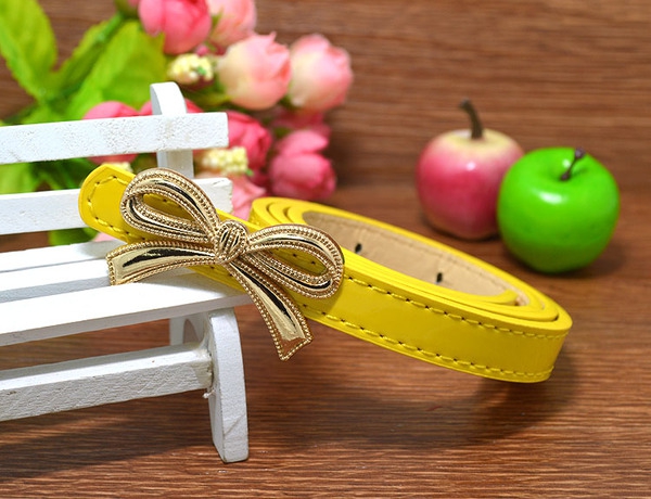 Детски кожени колани с панделка за момичета - сини, жълти, черни ; дължина: 80 см ширина: 1.4 см