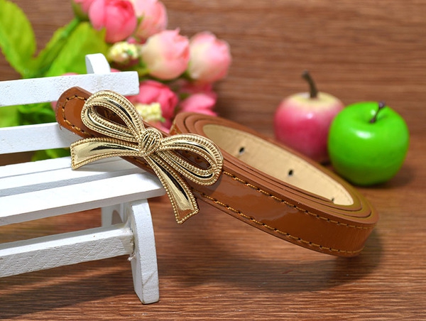 Детски кожени колани с панделка за момичета - сини, жълти, черни ; дължина: 80 см ширина: 1.4 см