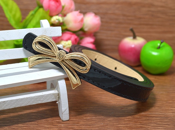 Детски кожени колани с панделка за момичета - сини, жълти, черни ; дължина: 80 см ширина: 1.4 см