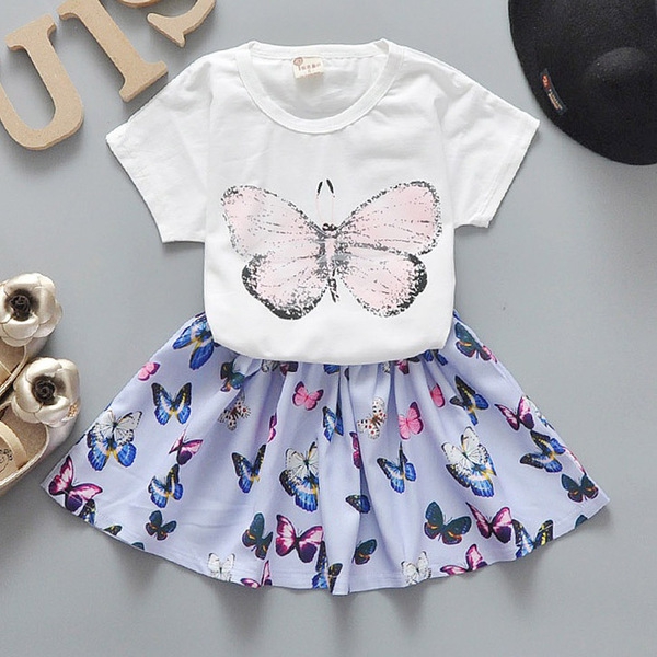 Παιδικό σετ με φούστα πεταλούδας και μπλούζα με κοντό μανίκι