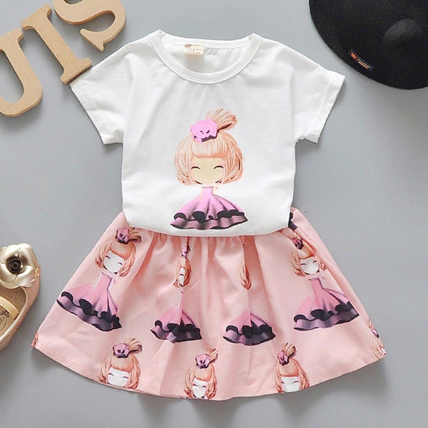 Παιδικό σετ με φούστα πεταλούδας και μπλούζα με κοντό μανίκι