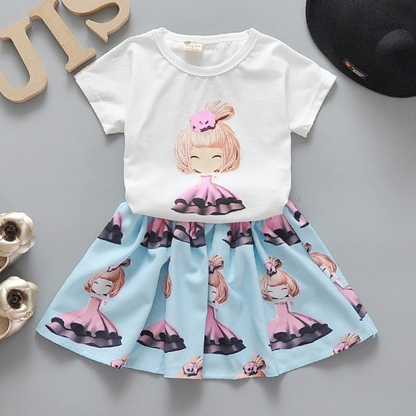 Παιδικό σετ με φούστα πεταλούδας και μπλούζα με κοντό μανίκι