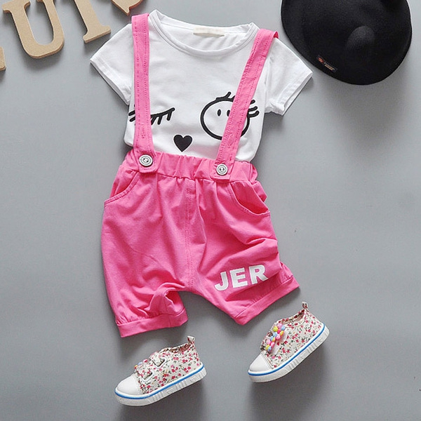 Детски гащеризон и тениска с къс ръкав за момчета и момичета