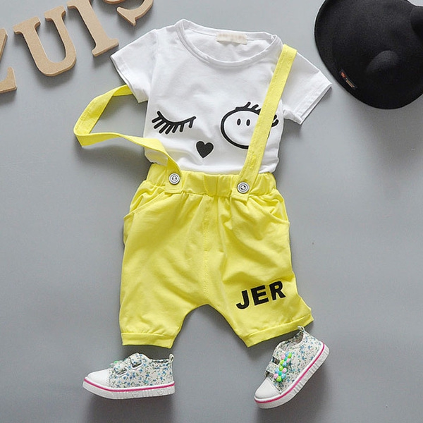 Детски гащеризон и тениска с къс ръкав за момчета и момичета