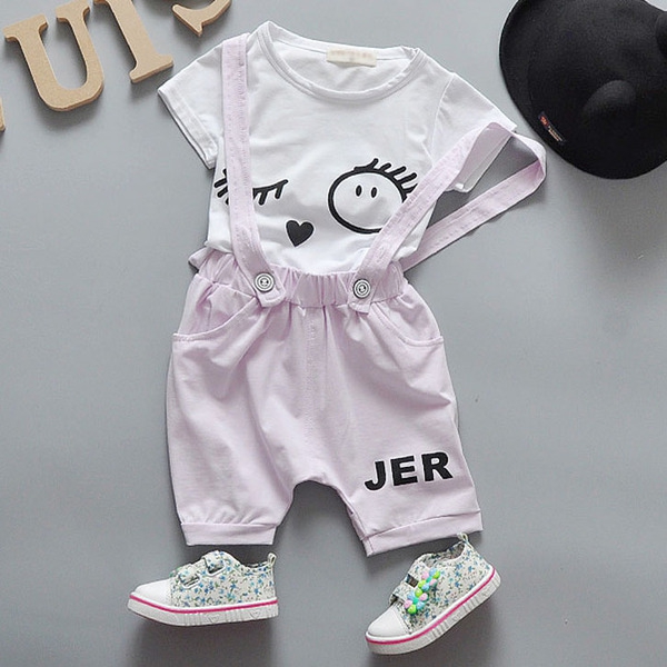 Детски гащеризон и тениска с къс ръкав за момчета и момичета