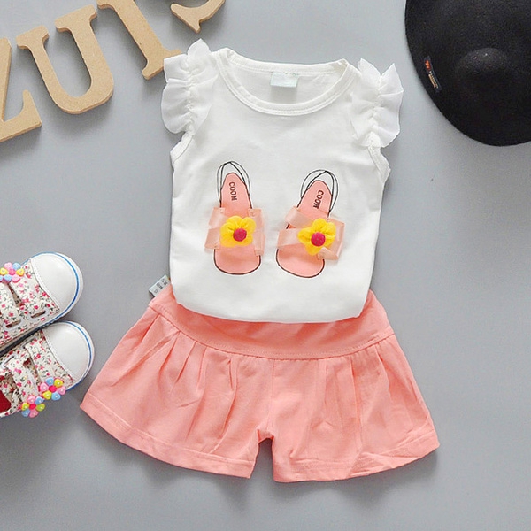 Детски летен комплект за момичета потник и къси панталони