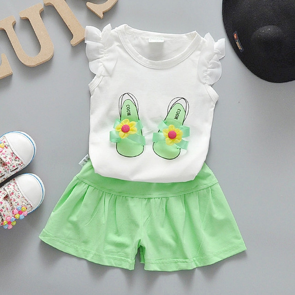 Детски летен комплект за момичета потник и къси панталони