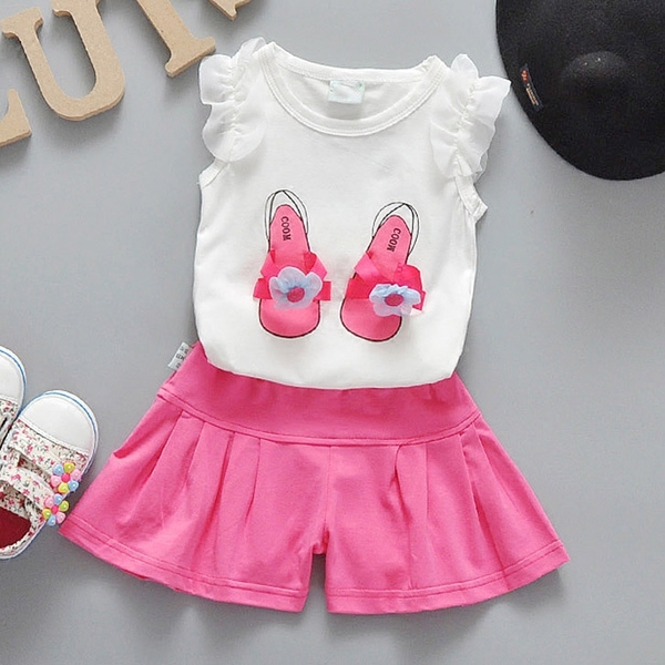 Детски летен комплект за момичета потник и къси панталони