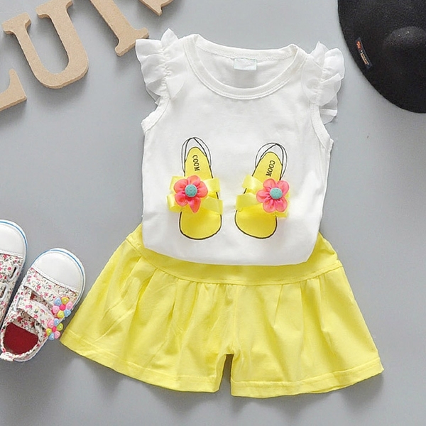 Детски летен комплект за момичета потник и къси панталони