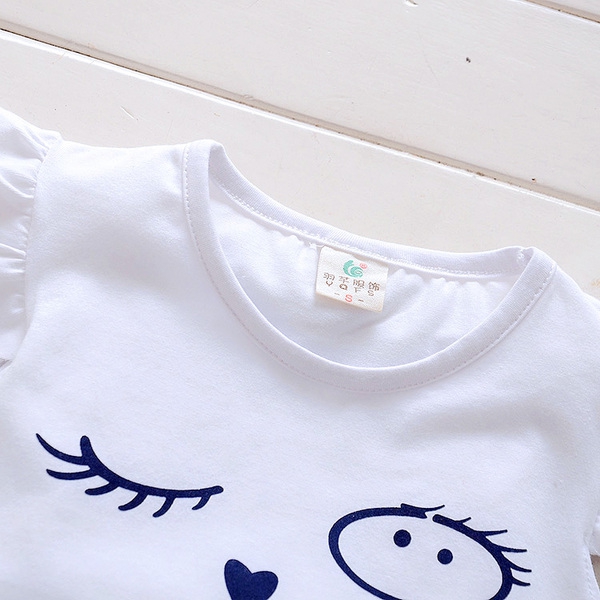 Детски комплект за момичета от къс панталон и блуза в розов , жълт и зелен цвят